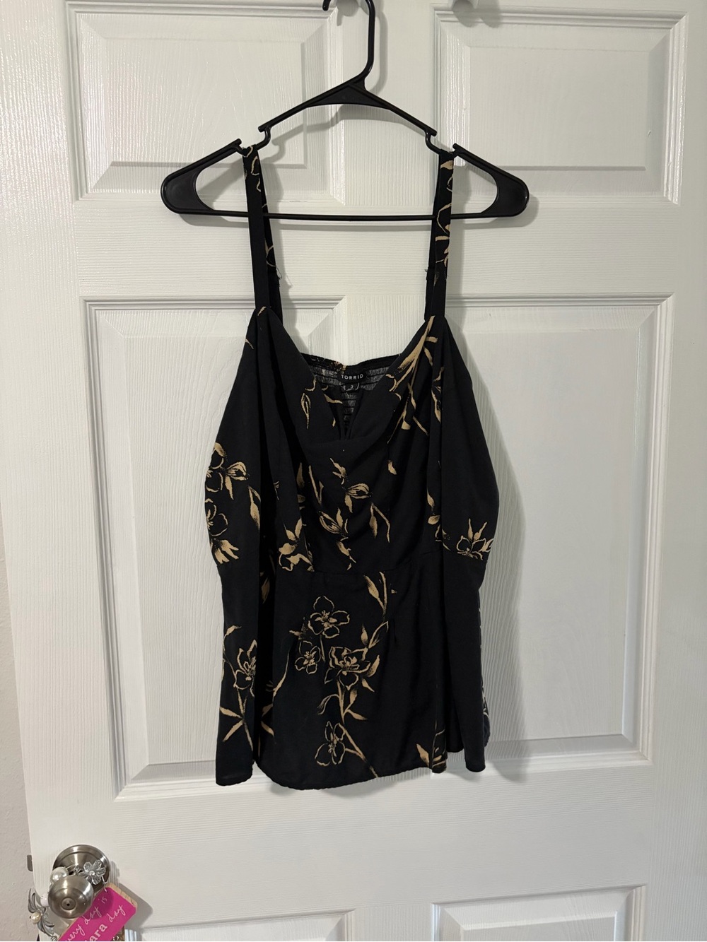 torrid Black Tank Top with Beige Floral Print